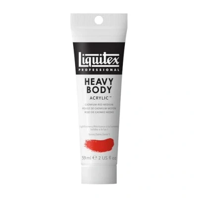 Abbildung von Liquitex 8870119 Professional Heavy Body Acrylfarbe in Künstlerqualität mit ausgezeichneter Lichtechtheit buttriger Konsistenz, 59ml Tube Kadmiumrot mittel