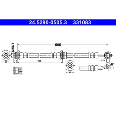 Abbildung von ATE 24.5290 0505.3 Bremsschläuche 505 M10x1 NISSAN: X Trail