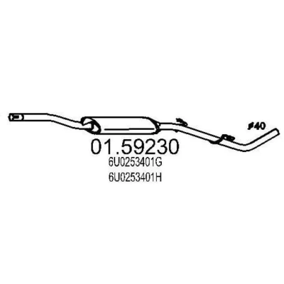 Abbildung von MTS 01.59230 Mittelschalldämpfer 1510 SKODA: FELICIA 2, 1, 1 Kombi