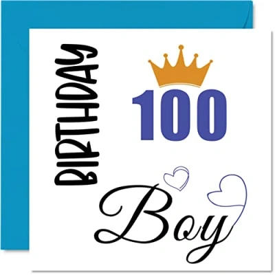 Abbildung von Geburtstagskarte zum 100. Geburtstag für Männer Junge Happy Karten 100 Jahre alten Mann Großvater Opa Stiefvater Onkel 145 mm Einhundert hundert Grußkarten Geschenk