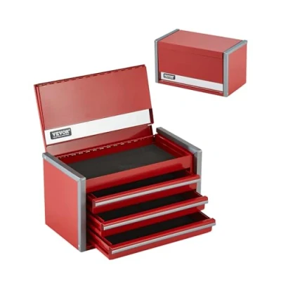 Abbildung von VEVOR Werkzeugkiste Werkzeugkasten Werkzeugkoffer 3 Schubladen 218,4x118mm Rot