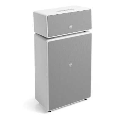 Abbildung von Audio Pro Drumfire II Kraftvoller WiFi Multiroom Speaker Kabellos mit Bluetooth Tragbarer Lautsprecher AirPlay2, Google Cast, Spotify Connect Weiss