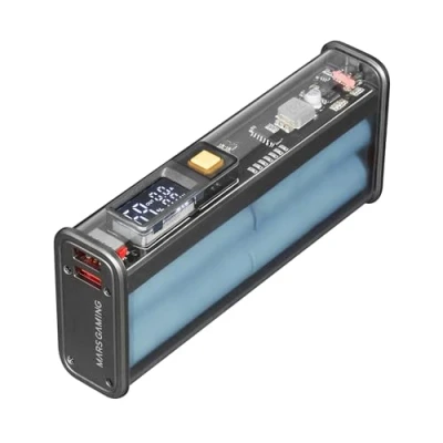 Abbildung von Mars Gaming MPK 20K, Power Bank 22.5W, Samsung 20000mAh Batterien, QC3.0 &amp; PD3.0 Schnellladung, Smart Display mit Ladekontrolle, Externer Multi Lade Akku, Universelle Konnektivität, Schwarz
