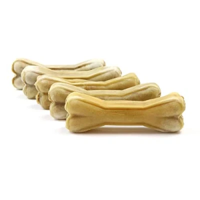 Abbildung von DOGBOSS 100% Natur Kauknochen Hundeknochen, Rinderhaut mit Pansen, 5 Stück 22 cm