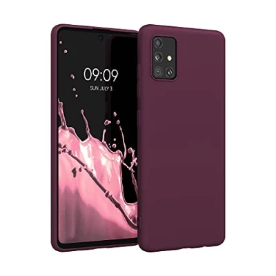 Abbildung von kwmobile Hülle kompatibel mit Samsung Galaxy A51 weiches TPU Silikon Case Cover geeignet für kabelloses Laden Bordeaux Violett