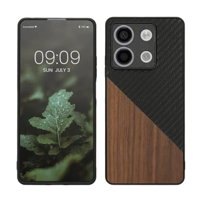 Abbildung von kwmobile Hülle kompatibel mit Xiaomi Redmi Note 13 5G Handyhülle Handy Schutzhülle Smartphone Cover Dunkelbraun Schwarz