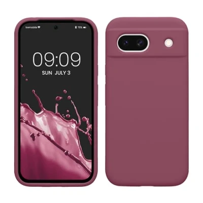 Abbildung von kwmobile Hülle kompatibel mit Google Pixel 8a Silikon Handy Case Handyhülle weiche Oberfläche kabelloses Laden Orchidee Violett