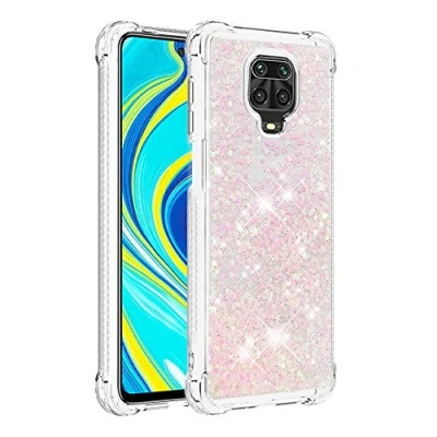 Abbildung von KBIKO zxl Kompatibel mit Xiaomi Redmi Note 9 Pro Glitzer Hülle,Mädchen Glitzern Handyhülle,Paillette Flüssigkeit Clear Silikon Schutzhülle für Pro/Note 9S.Silver Pink YBL