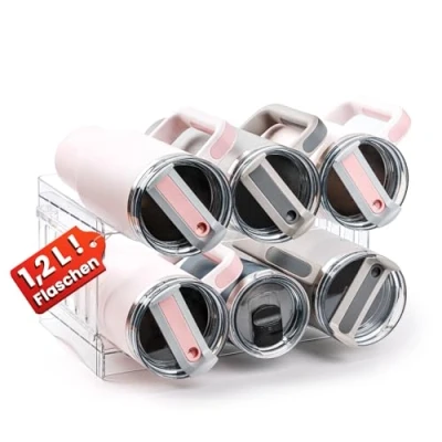 Abbildung von Gracenal Stapelbar Flaschenregal, Weinregal Flaschenhalter 2 Schichten 6 Flaschen für 1,2L Stanley Cup Zubehör Kühlschrank Organizer Schrank, Gefrierschrank, Vorratskammer, Weinflaschenhalter