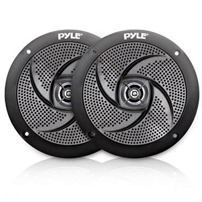 Abbildung von pyle Low Profile Lautsprecher, wasserdicht, 100 W, 10,2 cm, 2 Wege, 1 Paar, schmaler Stil, wasserdicht und wetterbeständig, Outdoor Audio Stereo Soundsystem, für Boot, Geländefahrzeuge, Schwarz