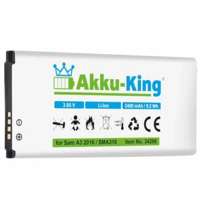 Abbildung von Akku kompatibel mit Samsung EB BA310ABE Li Ion 2400mAh für Galaxy A3 2016, 2016 Duos LTE, SM A310