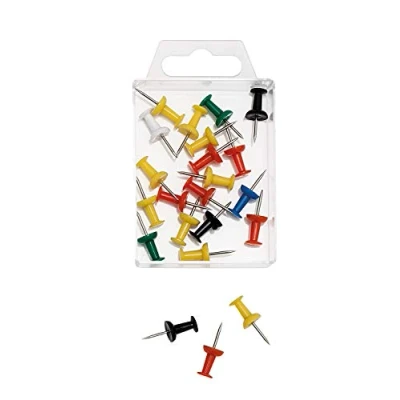 Abbildung von Wedo 54199 Pinnadeln Diabolo Form in Klarsichtdose, 20 Stück, farbigsortiert