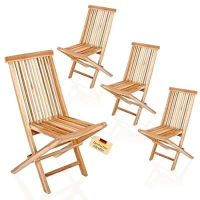Abbildung von SAM 4er Set Balkonstuhl Menorca Teakholz massiv klappbarer Gartenstuhl Klappstuhl/Holzstuhl für Balkon, Garten &amp; Terrasse Pflegeleichte Gartenmöbel