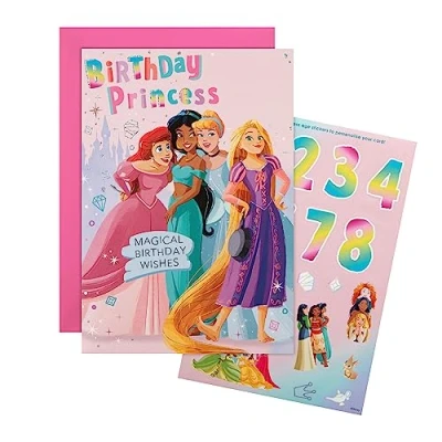 Abbildung von Hallmark Geburtstagskarte mit Disney Prinzessinnen Design, Stickerbogen