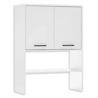Abbildung von NERJA Schrankaufsatz für Waschmaschinenschrank, Weiß Aufsatzschrank zusätzlichen Stauraum im Badezimmer &amp; Waschküche 75 x 103 32 cm (B/H/T)