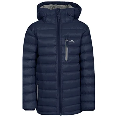 Abbildung von Trespass Morley, Navy, 2/3, Kompakt Zusammenfaltbare Leichte Warme Wasserdichte Jacke mit Kapuze für Kinder / Unisex Mädchen und Jungen, 2 3 Jahre, Blau