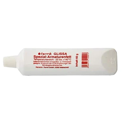 Abbildung von Fermit (GLISSA Spezial Armaturenfett) nach NSF H 1 freigegeben und DIN 51502 des Bundesgesundheitsamtes (60 Gramm Tube), Silikon, Paste
