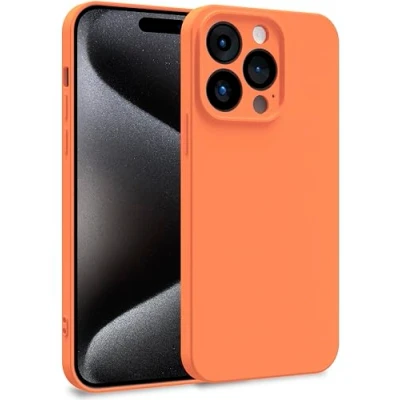 Abbildung von MyGadget Silikon Hülle kompatibel mit Apple iPhone 15 Pro Zweilagige Handyhülle Kameraschutz Cover Innenfutter &amp; außen Orange