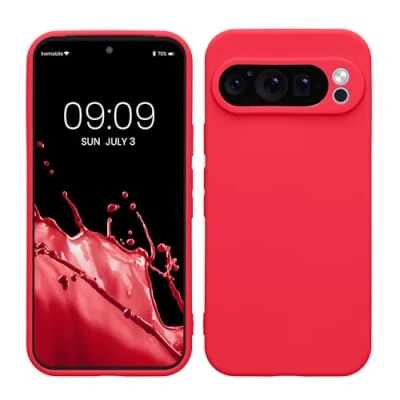 Abbildung von kwmobile Handyhülle kompatibel mit Google Pixel 9 Pro Hülle Handy Case aus weichem Silikon in Neon Pink