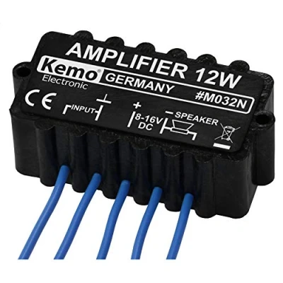 Abbildung von Kemo M032N robuster Universal Verstärker 12 W. Feuchtigkeits und rüttelfest. Elektronische Sicherung gegen Überhitzung Überlastung 70 x 36 23 mm