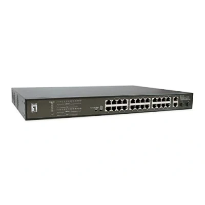 Abbildung von LevelOne Switch 28 Fast Ethernet Ports mit 24 PoE 270W 2 Gigabit Ports, SFP (FGP 2831)