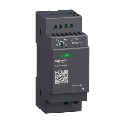 Abbildung von SCHNEIDER ELECTRIC Modicon Schaltnetzteil modular auf DIN Schiene mit 12 VDC 25 W 2,1 A Ausgang und 100240 VAC 1 Phasen Versorgung