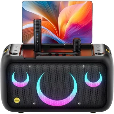 Abbildung von Karaoke Maschine für Erwachsene mit Textanzeige, eingebautem 13,3&quot; Bildschirm, echte All in One 2 kabellosen Mikrofonen, 800W Bluetooth Lautsprecher Party, TV.
