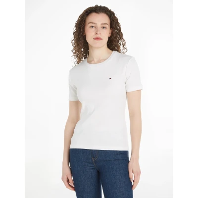 Abbildung von Tommy Hilfiger NEW CODY SLIM CROP MOCK Tshirt basic, Damen, Größe: Large, Ecru