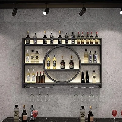 Abbildung von Weinregal Wand Metall mit Weinglashalter Flaschenregal Schmal Wine Rack Weinflaschenhalter Bar Regal Getränkeregal Mehrzweckregal aus Moderne Design für Bartheke küche Esszimmer ( Color : G
