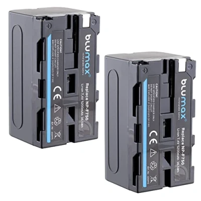 Abbildung von 2X Blumax Akku kompatibel mit Sony NP F750 / F550 F970 F960 F570 5200mAh (Blackmagic F570) auch für Diverse Blitzgeräte Videoleuchten, 2x65095