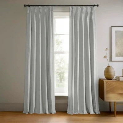 Abbildung von HPD Half Price Drapes Signature Verdunkelungsvorhänge aus Samt für Schlafzimmer, 63 x 213 cm, plissiert, VPCH 160401 84 FP (1 Panel) Reflection Grau