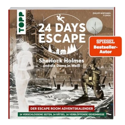 Abbildung von 24 DAYS Escape Der Room Adventskalender: Sherlock Holmes und die Dame in Weiß: verschlossene Rätselseiten XXL Poster mit Spezialeffekt. Das Adventskalenderbuch!