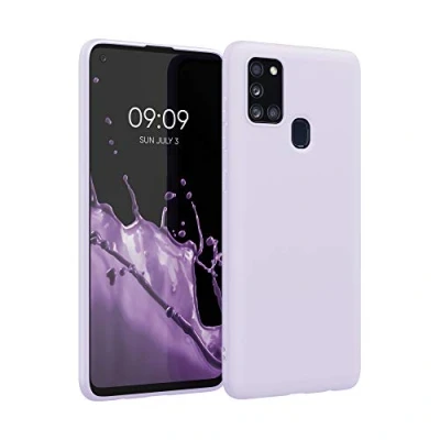 Abbildung von kwmobile Hülle kompatibel mit Samsung Galaxy A21s weiches TPU Silikon Case Cover geeignet für kabelloses Laden Lavendel