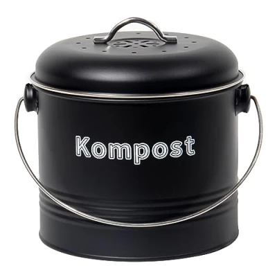 Abbildung von Zedelmaier Biomülleimer Küche, Bio Mülleimer, Komposteimer Metall, Geruchsdicht mit Aktivkohlefiltern, Biomüll Retro 3,5L