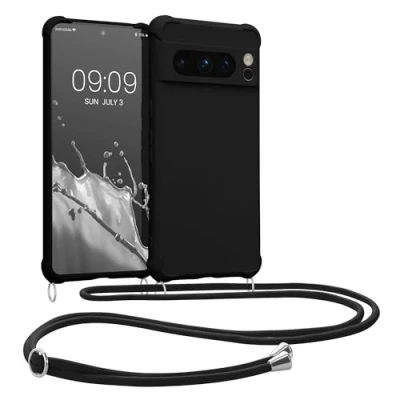 Abbildung von kwmobile Necklace Case kompatibel mit Google Pixel 8 Pro Hülle Cover Kordel zum Umhängen Silikon Schutzhülle Schwarz