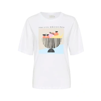 Abbildung von KAFFE Damen Graphic Tee Half Sleeves Casual Fit Crew Neck Jersey T Shirt, Optical White/Fruits, Large