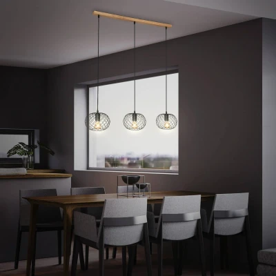 Abbildung von BRILONER Pendelleuchte Vintage mit 3x E27 Fassung, max. 40 W, Deckenlampe, Deckenleuchte, Hängelampe Esstisch, Küchenlampe hängend, Esszimmerlampe, 90 x 22 110 cm (LxBxH), Metall Holz