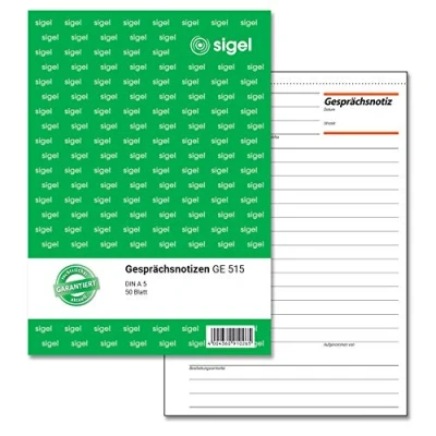 Abbildung von SIGEL GE515 Gesprächsnotizen A5, 50 Blatt, Telefonnotizen, aus nachhaltigem Papier