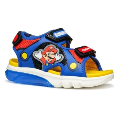 Abbildung von Geox Light UP Nintendo Super Mario Ciberdron Riemensandalette für Kinder, Größe: 27, Royal/red Schuhe