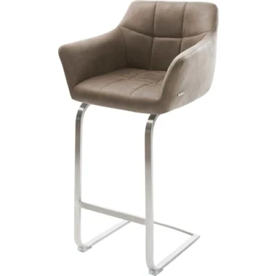Abbildung von Barstuhl Yulo Flex Vintage Taupe Freischwinger flach Edelstahl