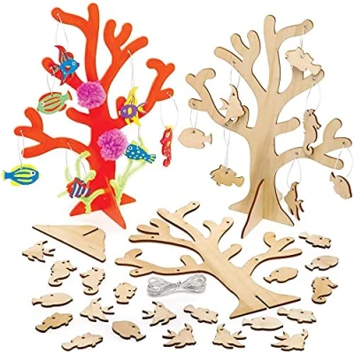 Abbildung von Baker Ross Korallenriff Holz Kits FE255 2 Stück, Bastelset für Kinder zum Dekorieren und Ausstellen, Lernaktivitäten Kinder, Mittel
