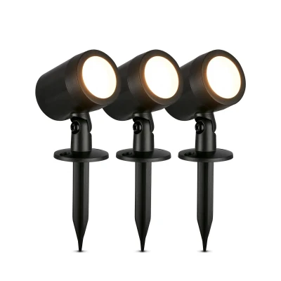 Abbildung von BRILONER 3er Set LED Strahler Außen mit Stecker, Spritzwasserschutz, warmweiße Lichtfarbe, Außenlampe, Gartenbeleuchtung, Gartenlampen für draußen, Pflanzenlampe, 18x5 cm, Schwarz