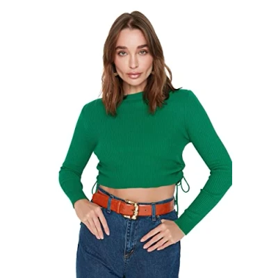 Abbildung von Trendyol Damen Apruk Shiller Detaillierter Knessic Versand Sweatshirt, grün, Large