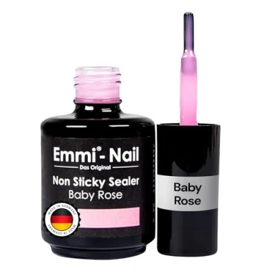 Abbildung von Emmi Nail Non Sticky Sealer Baby Rose I Versiegelungsgel für Gelnägel Hochglanz Top coat Gel UV Mittelviskoses Abschlussgel Vegan 14ml
