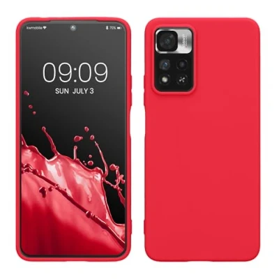 Abbildung von kwmobile Hülle kompatibel mit Xiaomi Redmi Note 11 Pro+ 5G / Pro Plus weiches TPU Silikon Case Cover geeignet für kabelloses Laden Neon Pink