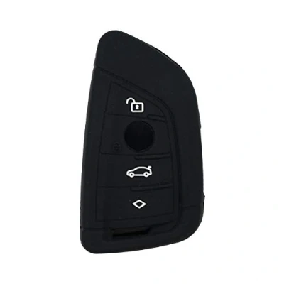 Abbildung von BROVACS Schlüssel Hülle Kompatibel mit BMW 4 Tasten Smart Fernbedienung Silikon Schutzhülle Schlüsselhülle Cover in Schwarz (CV4907BK)