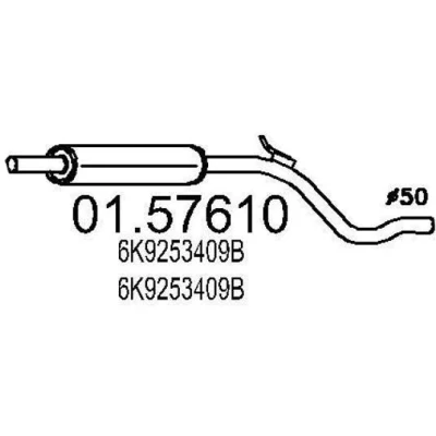 Abbildung von MTS 01.57610 Mittelschalldämpfer 1400 VOLKSWAGEN: Caddy 2 Kastenwagen, Kombi, SEAT: Inca
