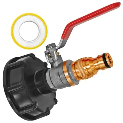 Abbildung von IBC CONTAINER ZUBEHÖR Adapter Kappe Deckel mit Messing Kugelhahn Hebelgriff Stecker System passend zu GARDENA