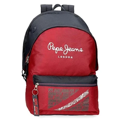 Abbildung von Pepe Jeans Clark Laptop Rucksack mit zwei Fächern, 15,6 Zoll, Rot, 31 x 44 15 cm, Polyester, 23,87 l