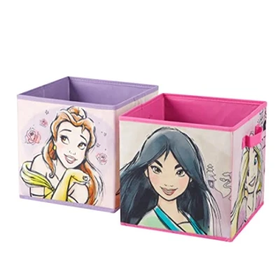 Abbildung von Idea Nuova Disney Princess Faltbare Aufbewahrungswürfel, 25,4 x cm, 2 Stück